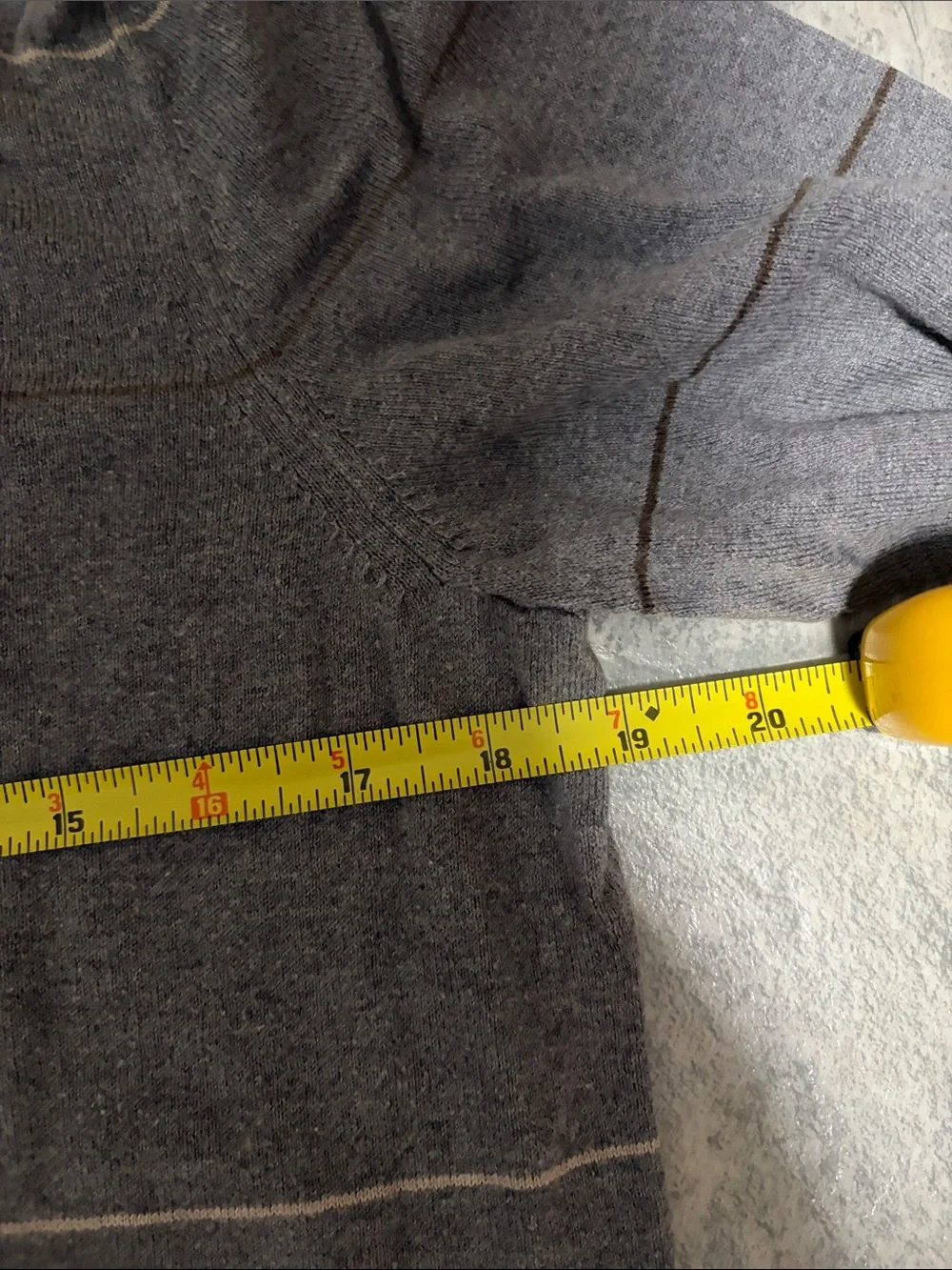 Banana Republic Men's Gray V-Neck Sweater with Thin Contrast Stripes